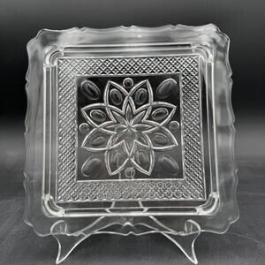 Vintage Square Cake Plate 10" Cape Cod by Imperial Glass Ohio Glassware